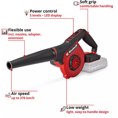 Einhell Power X-Change Akku-Bläser TE-CB 18/270 Li - Solo, 18Volt (rot/schwarz, ohne Akku und Ladegerät)