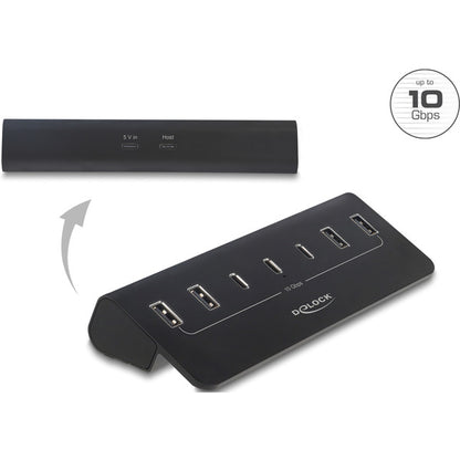 DeLOCK USB 10 Gbps Hub mit 3 USB Type-C und 4 USB Typ-A Ports (schwarz)
