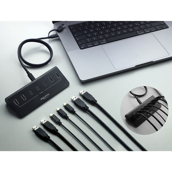 DeLOCK USB 10 Gbps Hub mit 3 USB Type-C und 4 USB Typ-A Ports (schwarz)