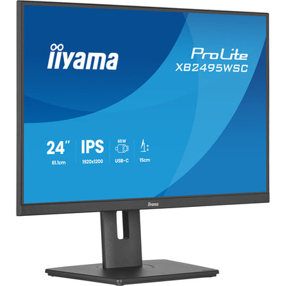 Iiyama ProLite XB2495WSC-B1 (61.1 cm (24 Zoll), schwarz (matt), WUXGA, IPS, HDMI, USB-C, USB-Hub, 100Hz Panel)