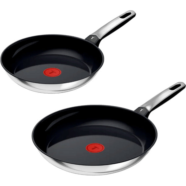 Tefal Pfannen-Set Edelstahl Emotion, 2-teilig (schwarz/edelstahl, Ø 28cm, Ø 24cm)