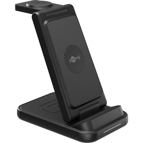 Goobay Kabelloses 3in1-Ladegerät, 15 W (schwarz)