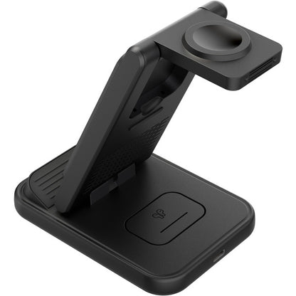 Goobay Kabelloses 3in1-Ladegerät, 15 W (schwarz)