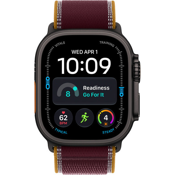 Apple Watch Ultra 4 (Titan schwarz, 49 mm, Trail Loop Burgunder M/L, Cellular)