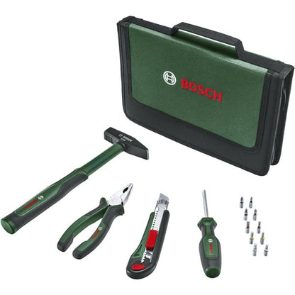 Bosch Powertools Easy Starter Werkzeug Set, 14-teilig (grün/schwarz, im Textil-Reißverschlussetui)