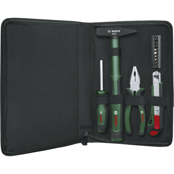 Bosch Powertools Easy Starter Werkzeug Set, 14-teilig (grün/schwarz, im Textil-Reißverschlussetui)