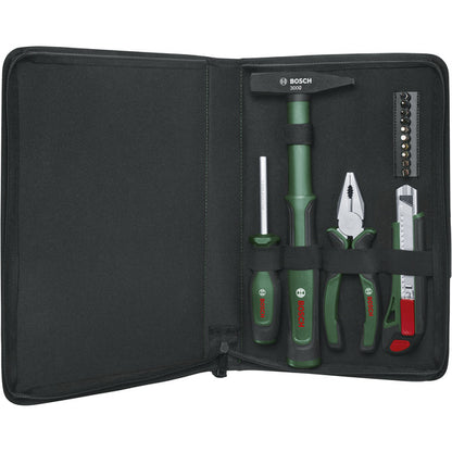 Bosch Powertools Easy Starter Werkzeug Set, 14-teilig (grün/schwarz, im Textil-Reißverschlussetui)