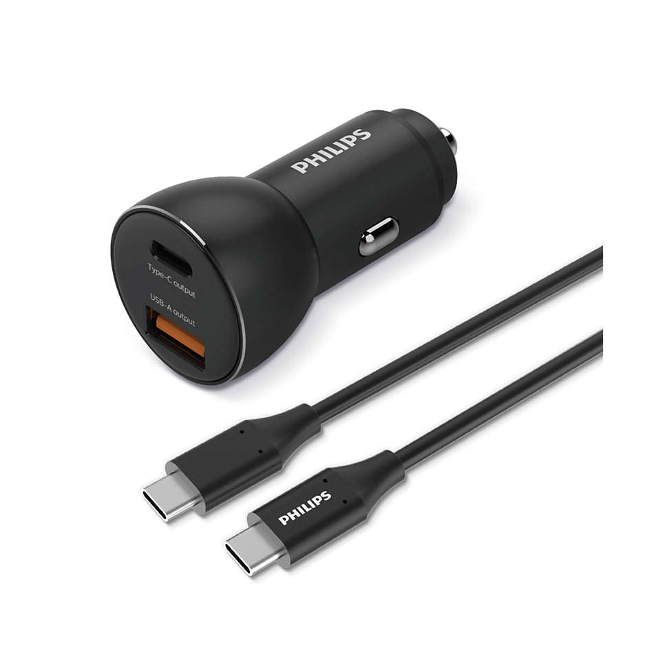 Philips Car Charger 36W with 1 USB-A + USB C