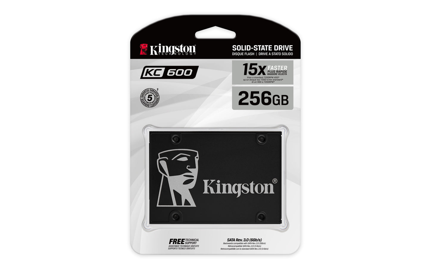 KC600 256 GB (schwarz, SATA 6 Gb/s, 2,5")