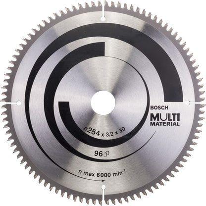 Bosch Powertools Kreissägeblatt Multi Material, Ø 254mm, 96Z (Bohrung 30mm, für Kapp- & Gehrungssägen)