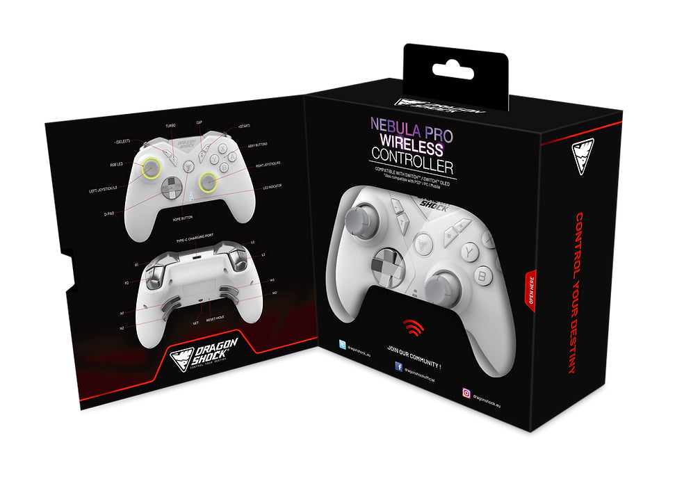 Dragonshock Nebula Pro Wireless Controller - White for Nintendo Switch