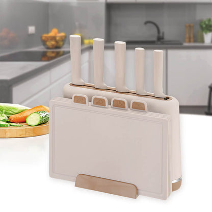 Σετ Μαχαιριών Maestro MR-1412-BEIGE με βάση και σετ επιφάνειας κοπής σε μπεζ χρώμα