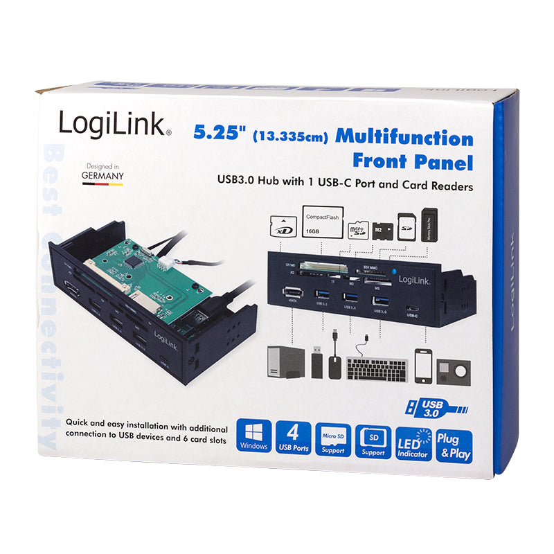 Logilink USB HUB 3.0 mit 6-fach Kartenleser schwarz