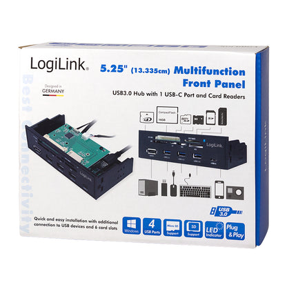 Logilink USB HUB 3.0 mit 6-fach Kartenleser schwarz