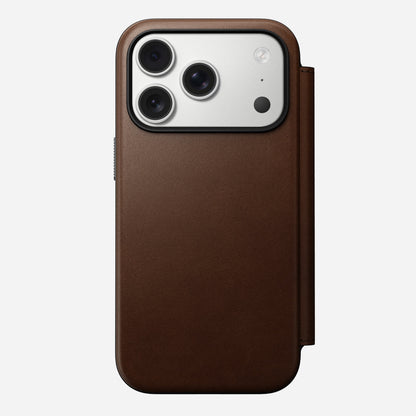 Nomad Magnetic Leather Back for MagSafe iPhone 17 Pro Max in Rustic Brown H
