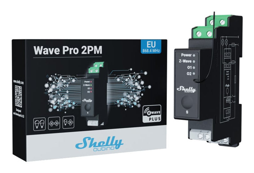 Shelly Qubino Wave Pro 2PM Electrical Relay Black