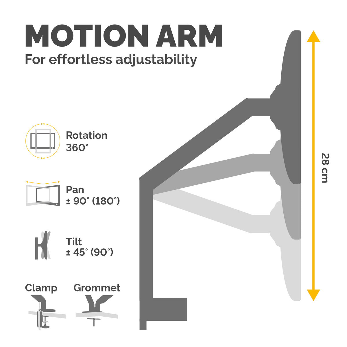 Fellowes Platinum Series Single Monitor Arm white
