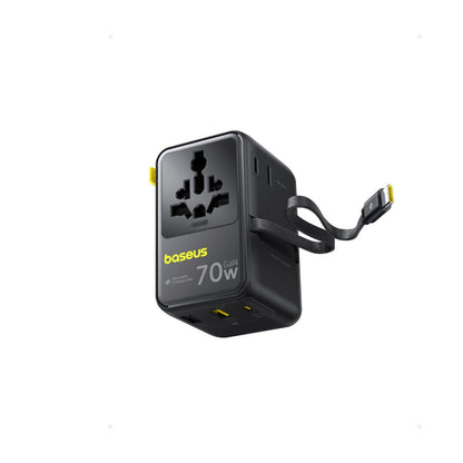 Baseus EnerCore CG11 Charger Retractable 2AC+2U + 70W, Black