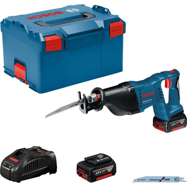 Bosch Powertools Akku-Säbelsäge GSA 18 V-LI Professional, 18 Volt (blau/schwarz, 2x Li-Ionen Akku 5,0Ah, in L-BOXX)