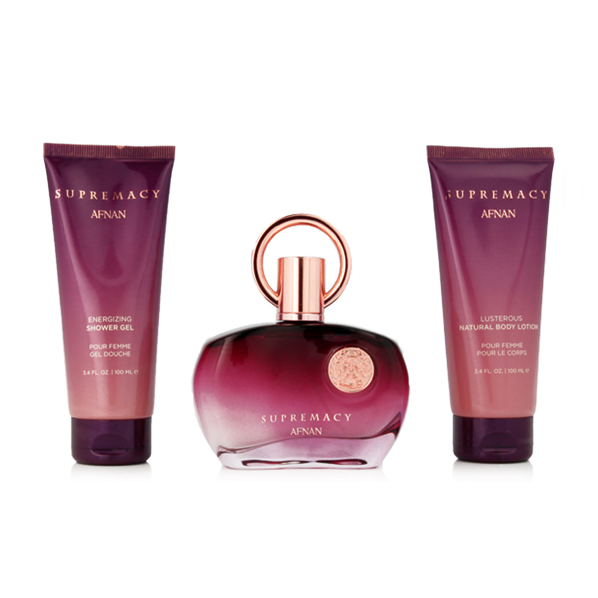 Afnan Supremacy Purple Eau de Parfum 100 ml + Shower Gel 100 ml + Body Lotion 100 ml for Women