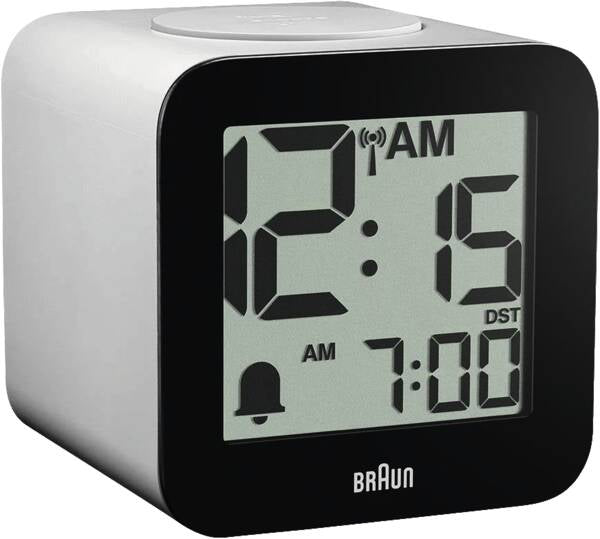 Braun BC 25 WP-DCF White Radio-Controlled Alarm Clock with Voice Output