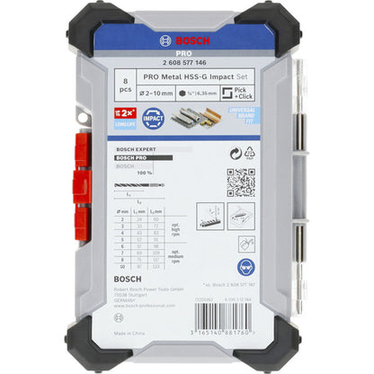 Bosch Powertools PRO Metal HSS-G Impact Spiralbohrer-Satz, 8-teilig