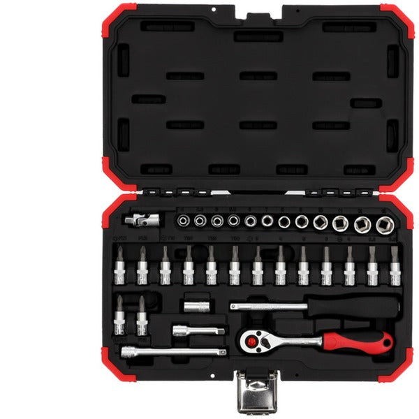 Σετ καρυδάκια Gedore Red 1/4", 33 τεμαχίων (κόκκινο, με καστάνια αναστροφής, από 4mm έως 13mm)