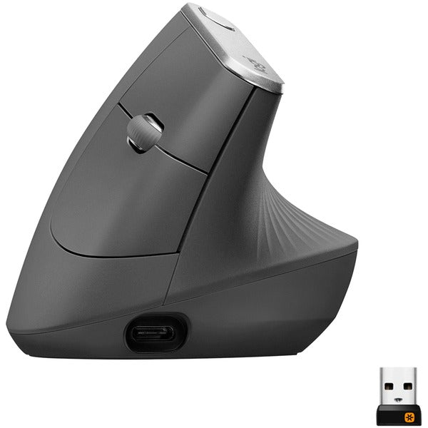 Logitech MX Vertical (Black/Silver, 2.4 GHz Unifying, Bluetooth, Compatible with PC/Mac/iPadOS)