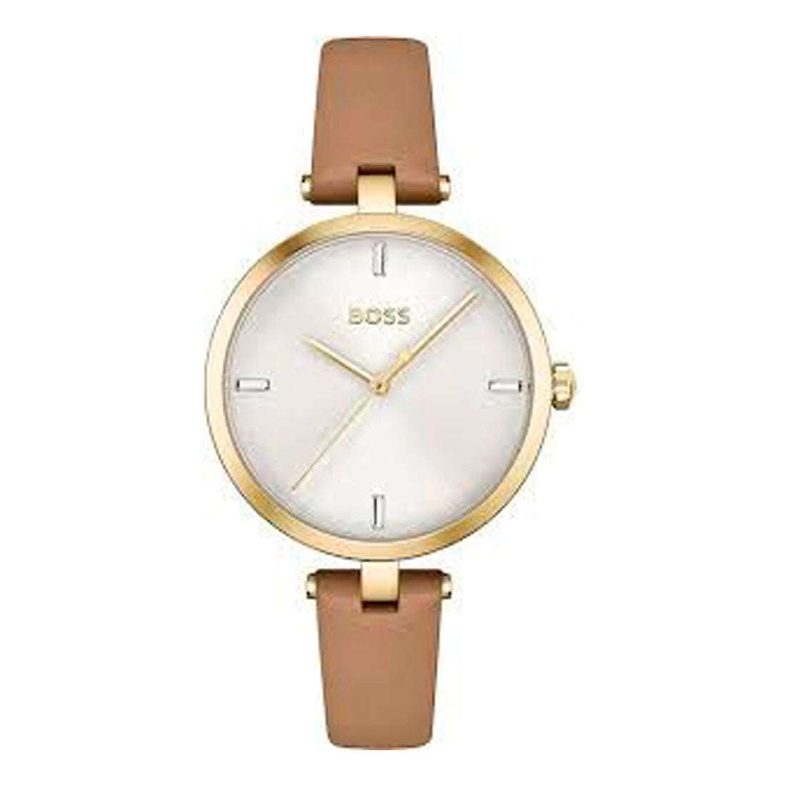 Watch Boss Women Model 1502652 (32mm) Beige with Gold Stainless Steel Case and Leather Strap
