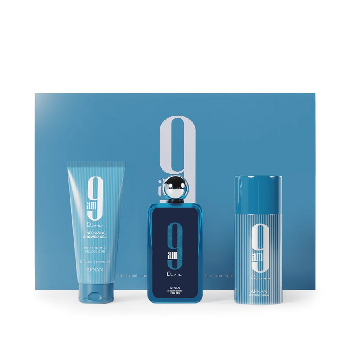 Afnan 9 am Dive Eau de Parfum 100 ml + Deodorant Spray 150 ml + Shower Gel 150 ml (Unisex)