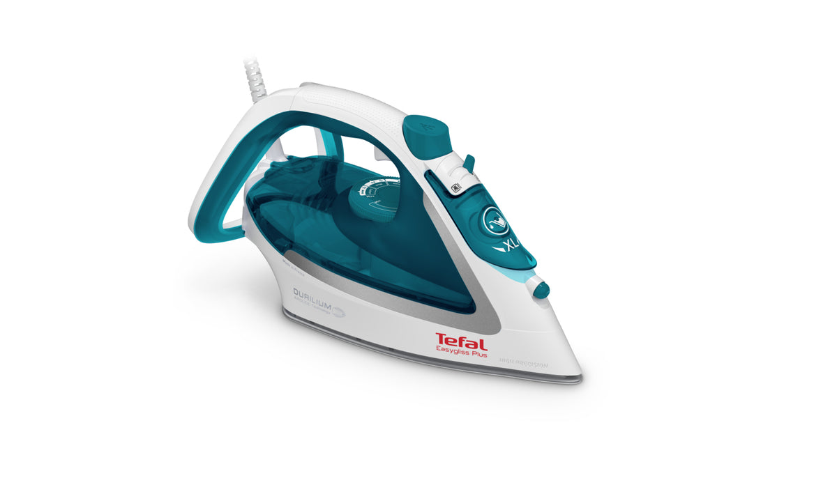 Tefal EasyGliss Plus FV5718 Dry & Steam Iron, Durilium Soleplate, 2400 W, Turquoise/White