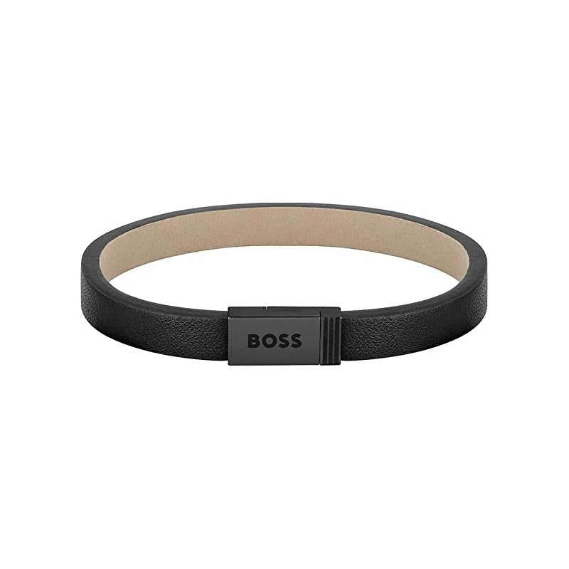 Boss Unisex Bracelet 1580337S (7.7 inches) Black Leather