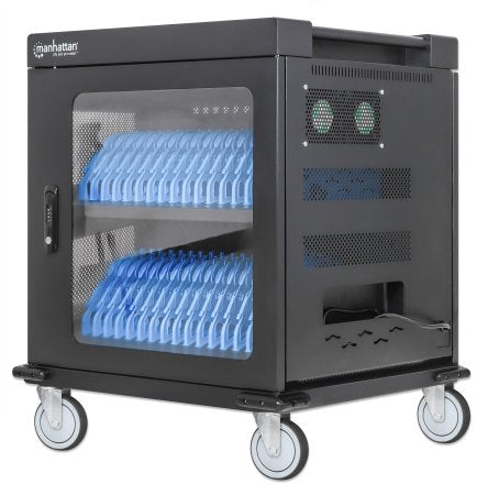 Manhattan 32-Bay Laptop Charging Cart/Trolley (EU AC Adapter) – Fits Laptops up to 15.6", iPads, MacBooks, Chromebooks