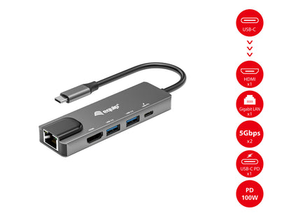 Equip Dock  5-1 USB-C->HDMI,2xUSB-A,GbE,100W USB-C     0.25m