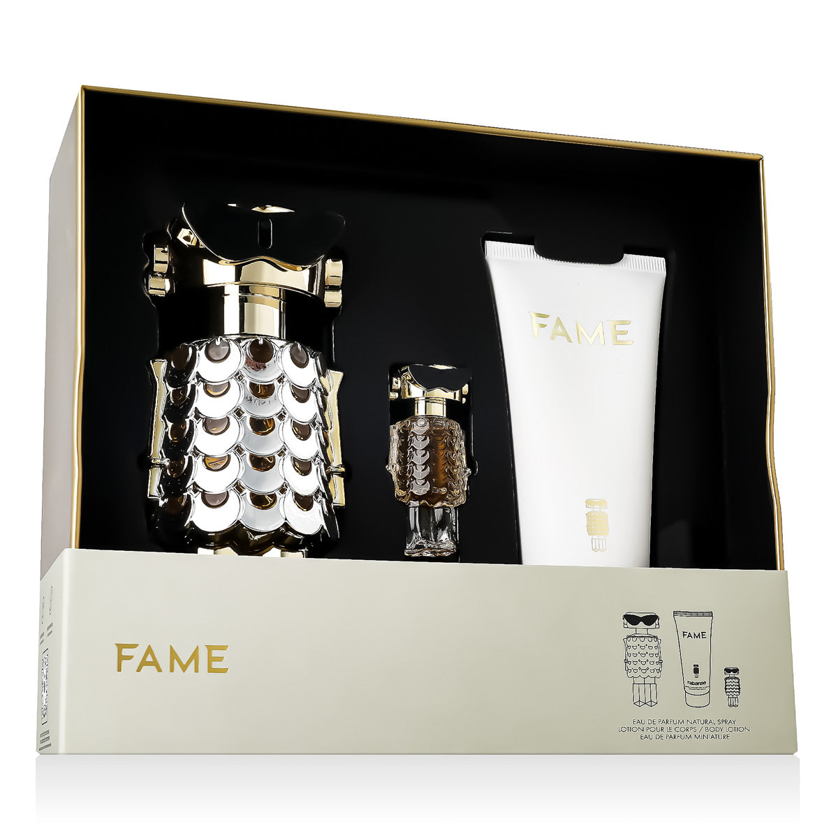 Paco Rabanne Fame Eau de Parfum 80 ml + Mini EDP 4 ml + Body Lotion 100 ml (Women)