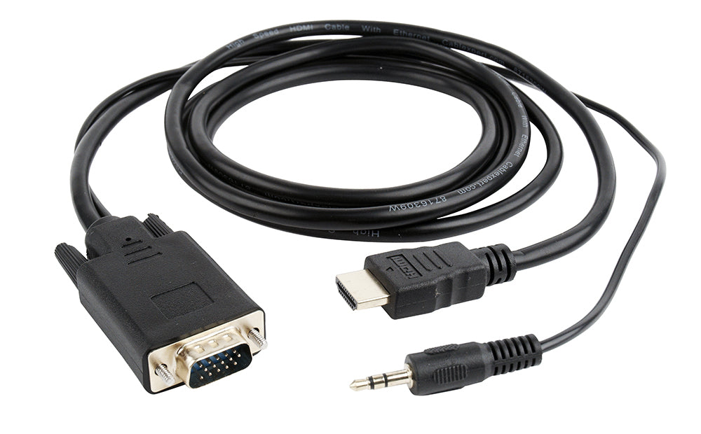 Gembird προσαρμογέας βίντεο καλωδίου A-HDMI-VGA-03-6 μήκους 1,8 μ. HDMI Τύπος A (Κανονικό) σε VGA (D-Sub) + 3,5 χιλ. Μαύρο