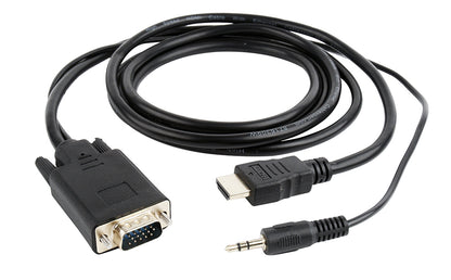 Gembird προσαρμογέας βίντεο καλωδίου A-HDMI-VGA-03-6 μήκους 1,8 μ. HDMI Τύπος A (Κανονικό) σε VGA (D-Sub) + 3,5 χιλ. Μαύρο