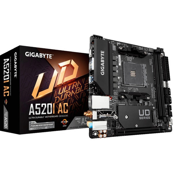 GigaByte A520I AC Mini ITX Motherboard with AMD A520 Chipset and Integrated Wi-Fi AC