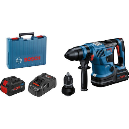 Bosch Powertools Akku-Bohrhammer GBH 18V-34 CF Professional (blau/schwarz, 2x Akku ProCORE18V 8,0Ah, Bluetooth Modul, Koffer)