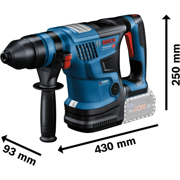Bosch Powertools Akku-Bohrhammer GBH 18V-34 CF Professional (blau/schwarz, 2x Akku ProCORE18V 8,0Ah, Bluetooth Modul, Koffer)
