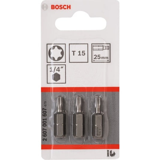 Bosch Powertools Extra-Hard Screwdriver Bit T15, 25mm, Set of 3