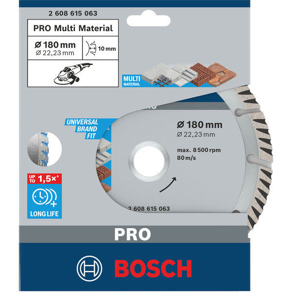 Bosch Powertools PRO Multi Material Diamant-Trennscheibe, Ø 180mm (Bohrung 22,23mm)