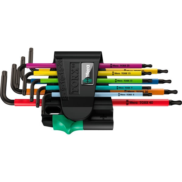 Wera 967/9 TX BO Multicolour 1 Winkelschlüsselsatz, 9-teilig (mit Halteclip, BlackLaser-Oberfläche)