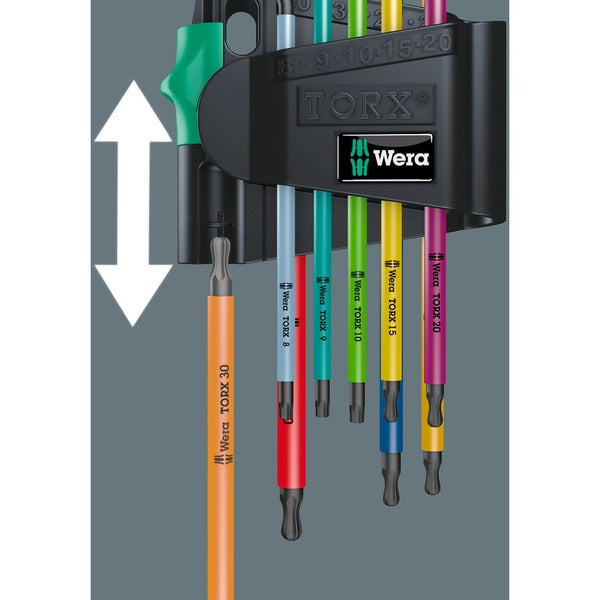 Wera 967/9 TX BO Multicolour 1 Winkelschlüsselsatz, 9-teilig (mit Halteclip, BlackLaser-Oberfläche)
