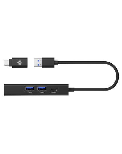 IcyBox USB 3.2 Gen1 4-in-1 Hub & Gigabit LAN Adapter (Retail)