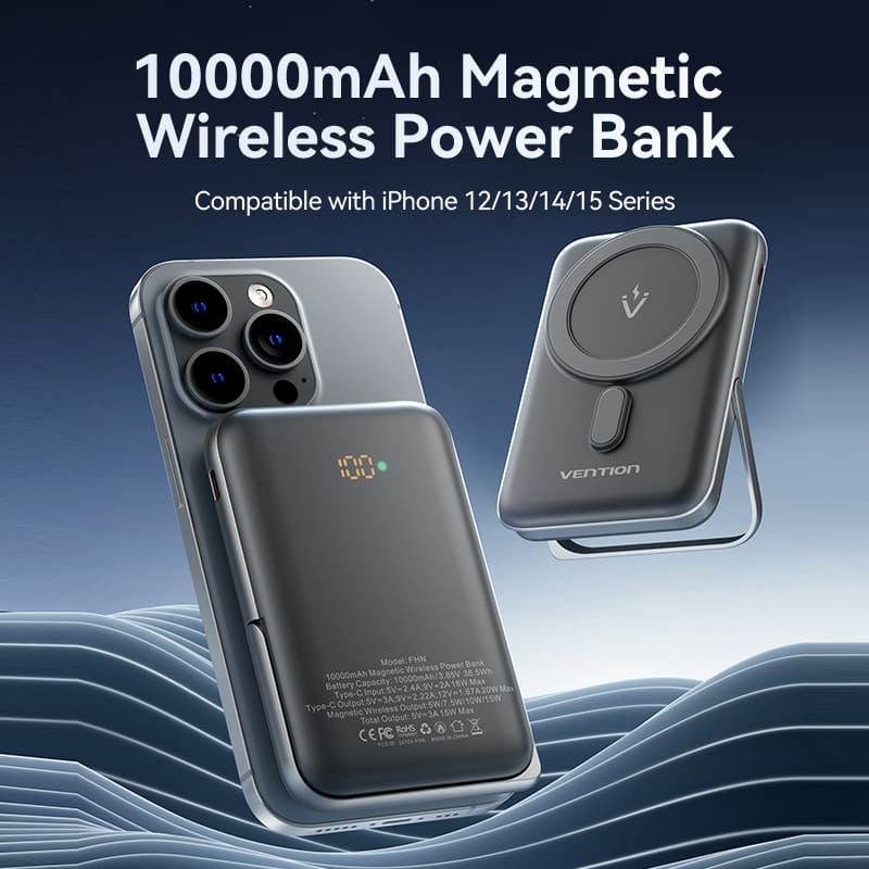 Vention 10000mAh 20W - magnetic power bank (black)