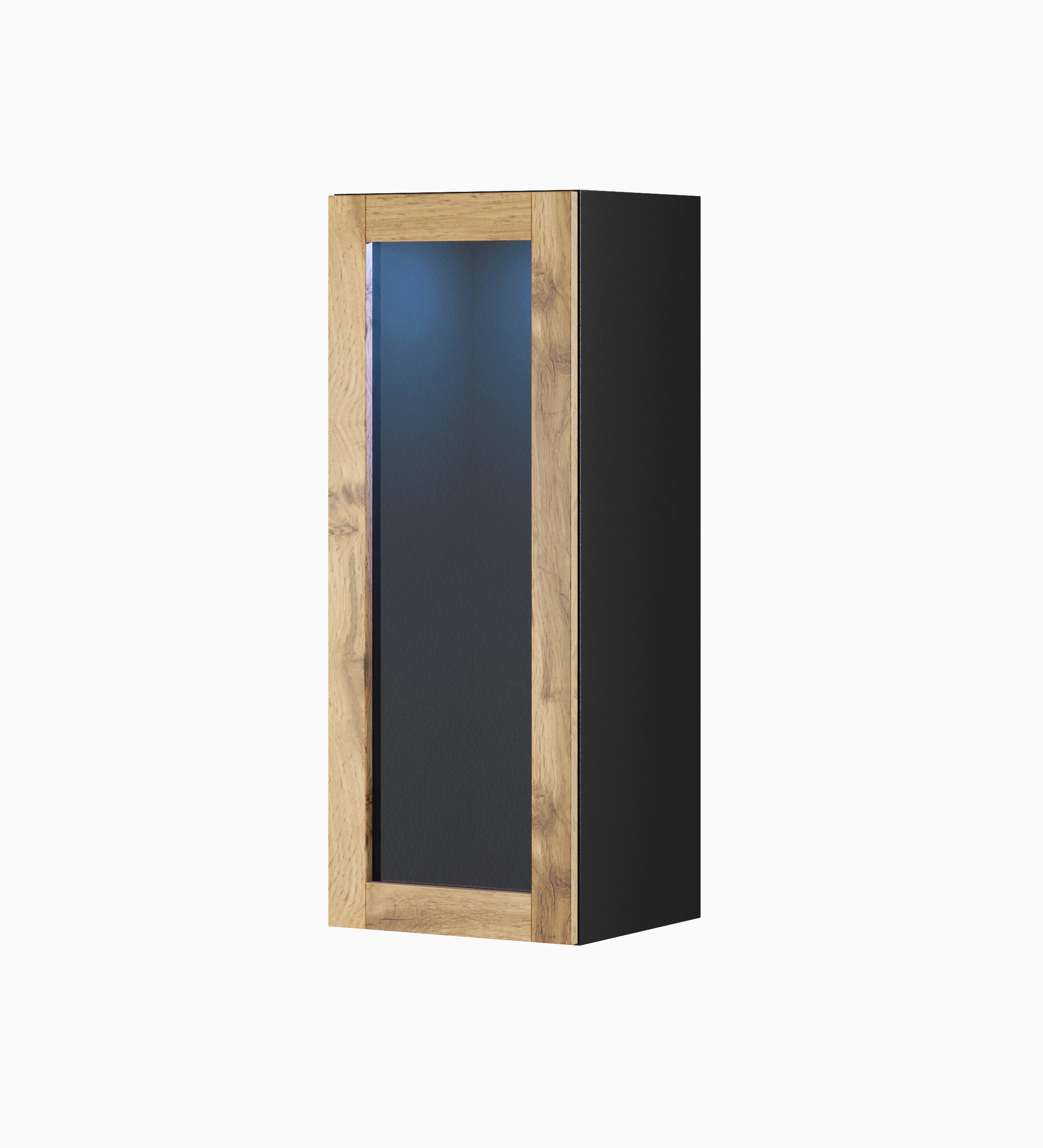 Ντουλάπι Cama VIGO "90" με γυαλί, διαστάσεις 90x35x32 εκ., χρώμα μαύρο/βαθύ δρύς Wotan