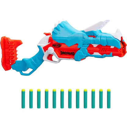 Nerf DinoSquad Tricera-Blast Nerf Gun (Χαλάζι/Πορτοκαλί)