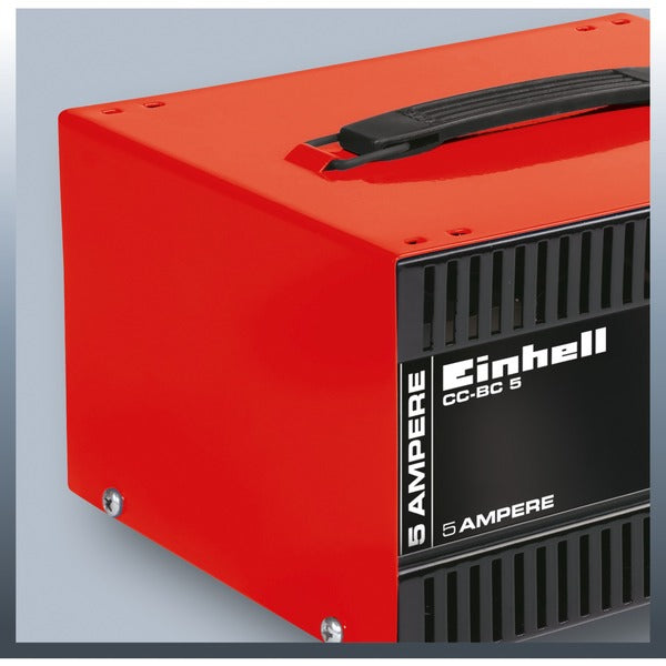 Einhell Batterie-Ladegerät CC-BC 5 (rot/schwarz, für Kfz- und Motorradbatterien)