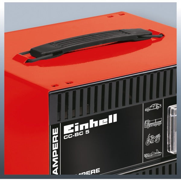 Einhell Batterie-Ladegerät CC-BC 5 (rot/schwarz, für Kfz- und Motorradbatterien)